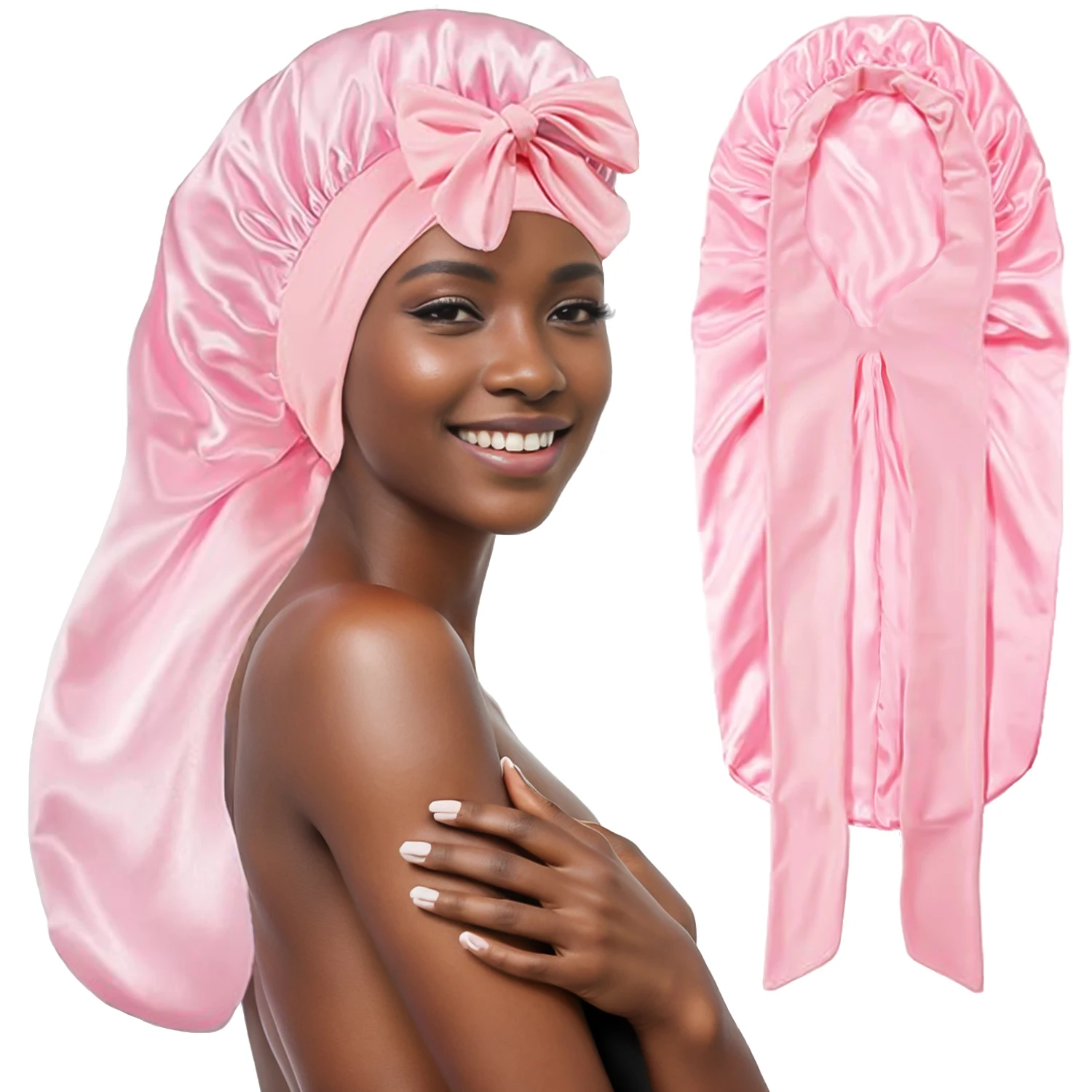 Women's Fashion Bonnet Long Edition Silk Smooth Ding Elastic Comfortable Personalized Casual Sleeping Hat