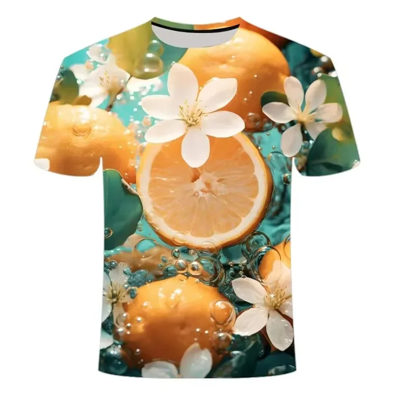 New 3D Fruits Lemon Orange Pritning T Shirt Mirtillo Dragon Fruit Graphic T-Shirt Per Uomo Summer Kawaian Tee Shirts Abbigliamento
