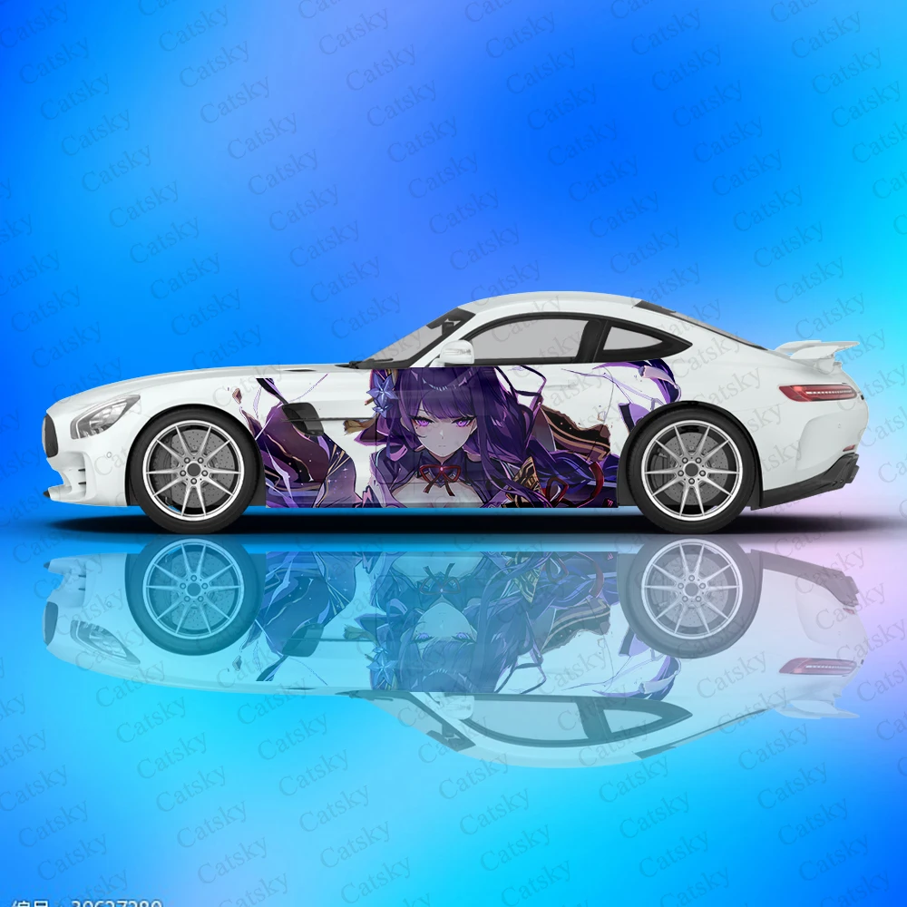 Genshin Impact Raiden Shogun Anime Car Decal Side Graphic Wrap Vinyl