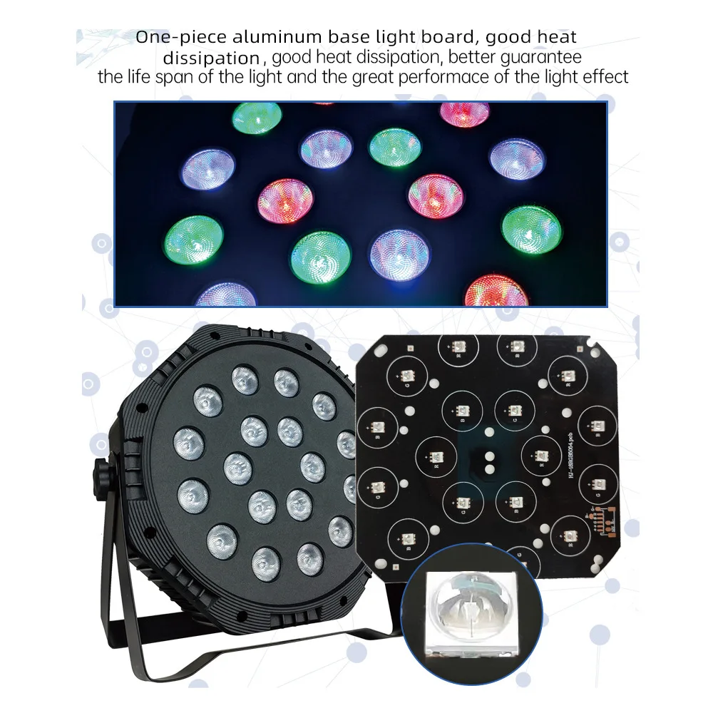 생일 파티 조명용 LED 무대 램프, RGB 전문 무대 조명, 리모컨 8 가지 조명 모드, DMX512, 18 Led