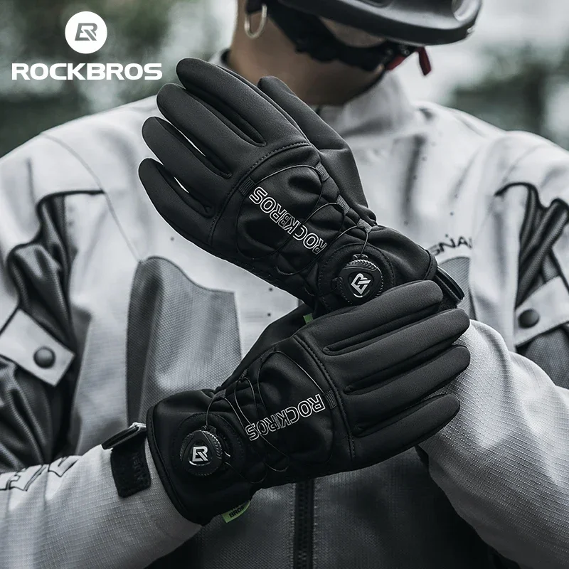 Cycling Gloves Ski Gloves ROCKBROS Warm Bicycle Gloves Outdoor Touch Screen Winter Gloves Windproof