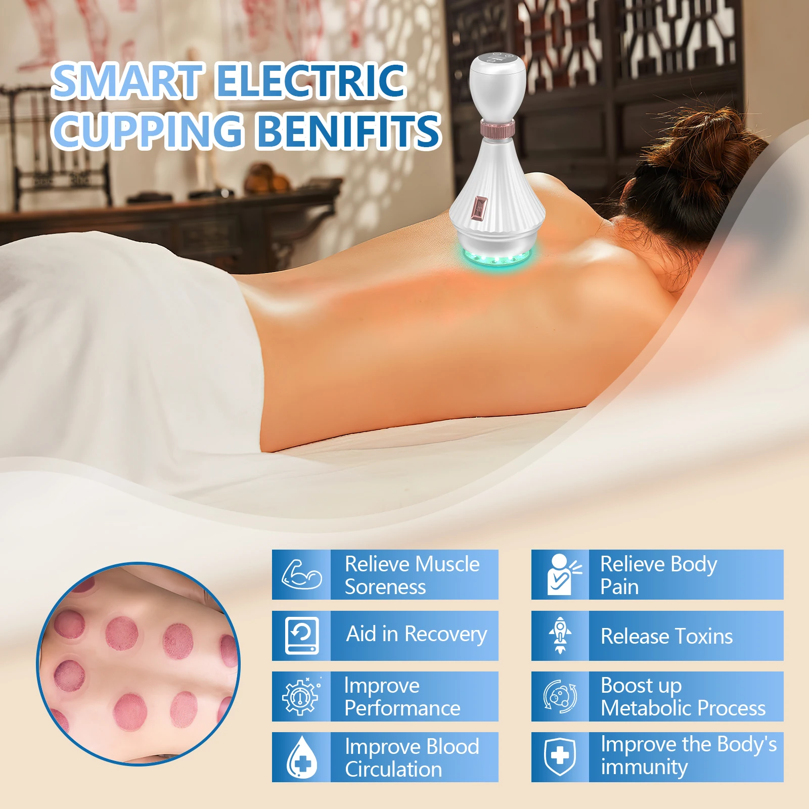 Electric Cupping Massager Vacuum Suction Cup GuaSha Anti Cellulite Beauty Health Scraping 12 Levels Suction Blue Light Therapy 4