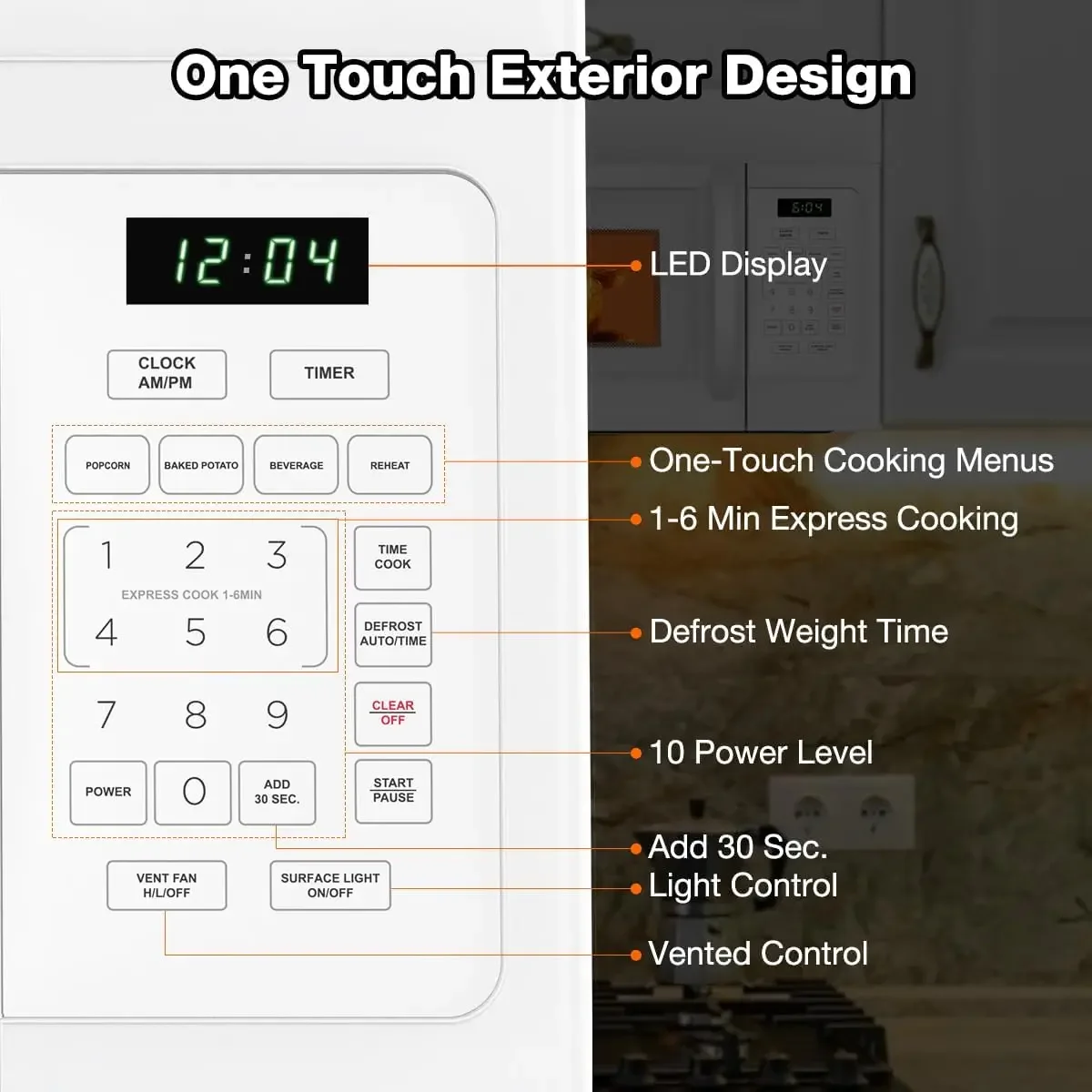 30" Over-the-Range Microwave Oven with 1.6 Cu Ft Capacity 1000 Cooking Watts, One-Touch Cooking Options 300 CFM, 3