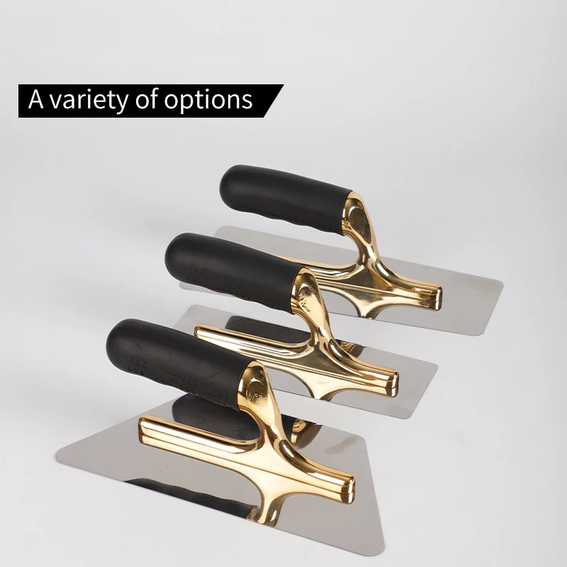 Bricklaying trowel T50 Plaster Bricklaying Trowel Gold Stainless Steel Rubber Handle Skimming Plastering Trowel Wall Construction Tools Paint Tools