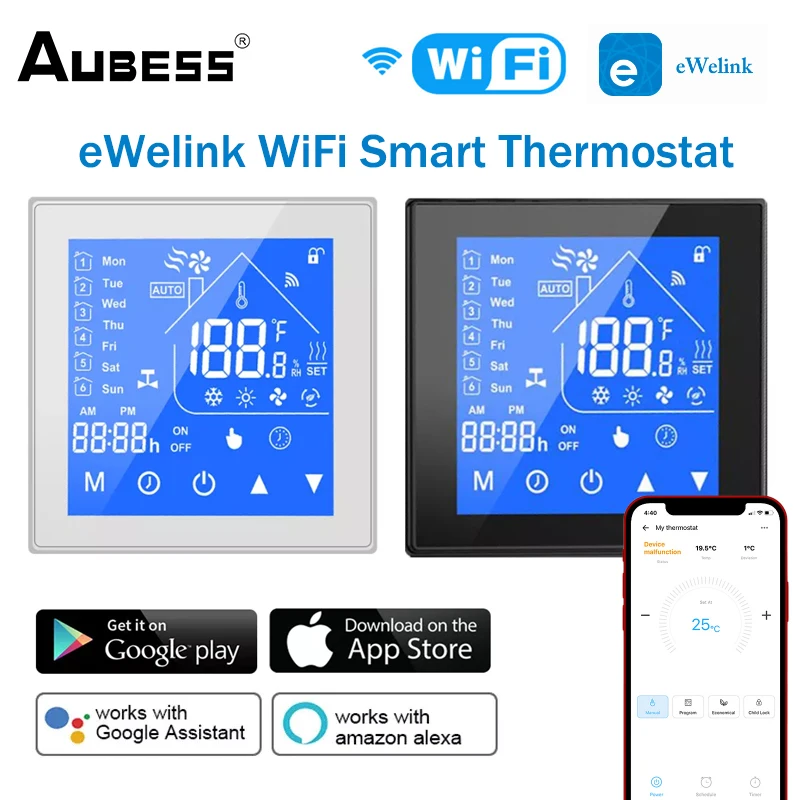 

Умный термостат для водонагревателя Aubess, Wi-Fi, с пультом ДУ