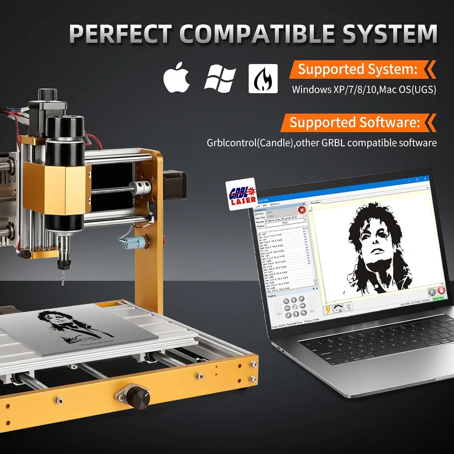 500W All-Metal CNC Router Machine – 3-Axis Desktop CNC Engraving & Milling Machine with GRBL Offline Controller, Limit Switches & Emergency Stop 4