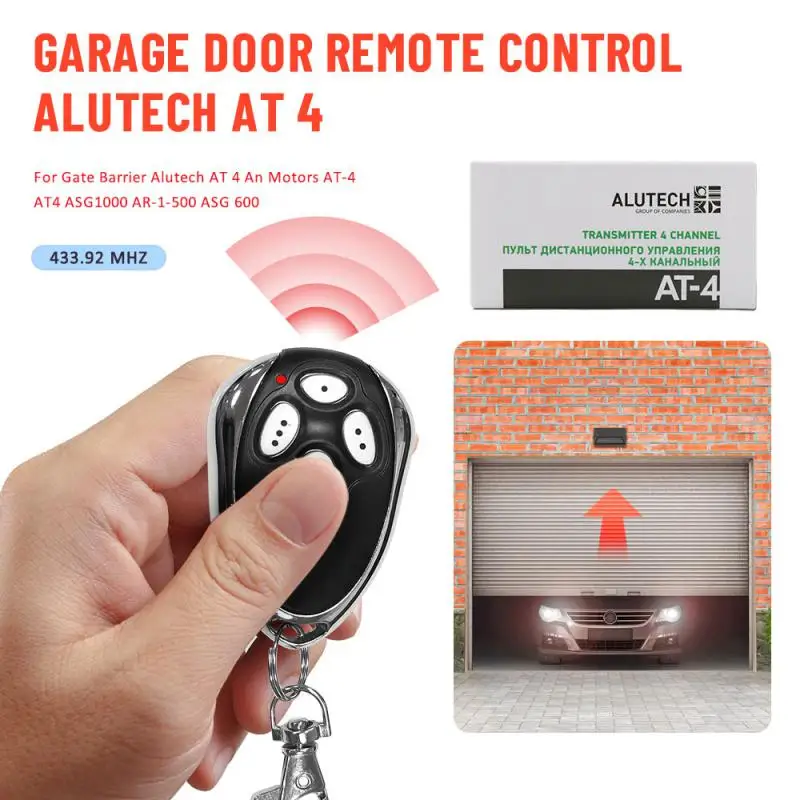 

Remote Control 433MHZ Smart Gate Garage Door Opener Keychain For Alutech AT-4 AN-Motors AT-4 ASG1000 AR-1-500 ASL500 ASG600