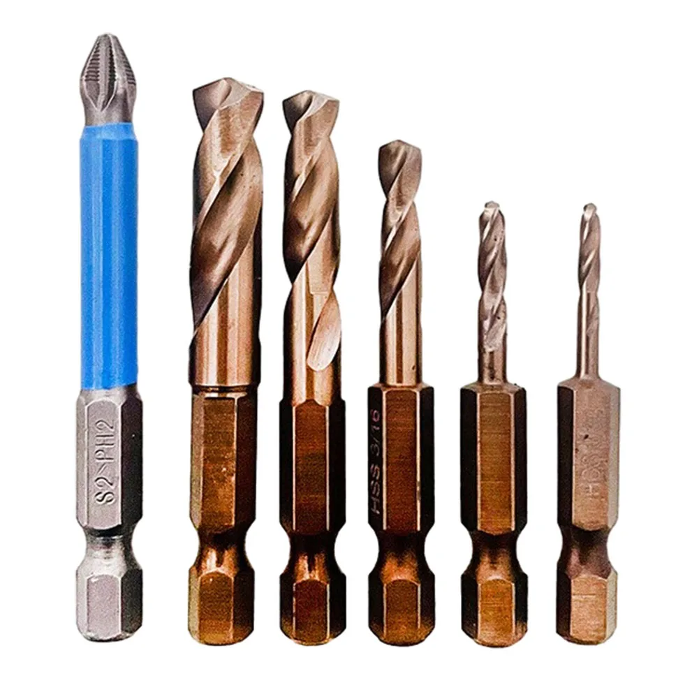 

Drilling Bit Drill Bits Twists Drill Bit Hex Shank M35 Magnetic Power Tools Stubby Wood 6pcs Cobalt Cross Head