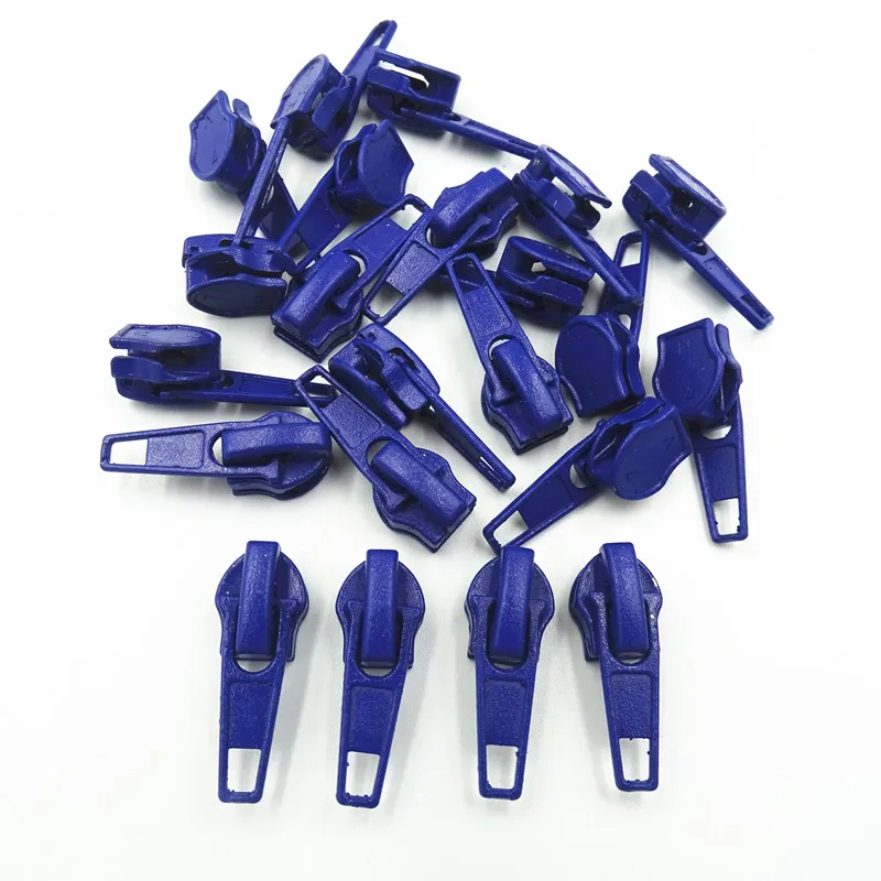 100Pcs 5# 20 Colors Nylon Coil Auto Lock Zipper Puller DIY Sewing Tool