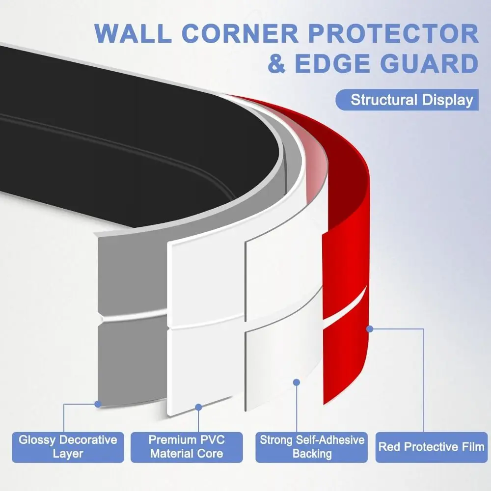 Self Adhesive Wall Corner Protector Peel and Stick Flexible Corner Moulding Trim 3m L Shape Gap Sealing Strip Inside Outside