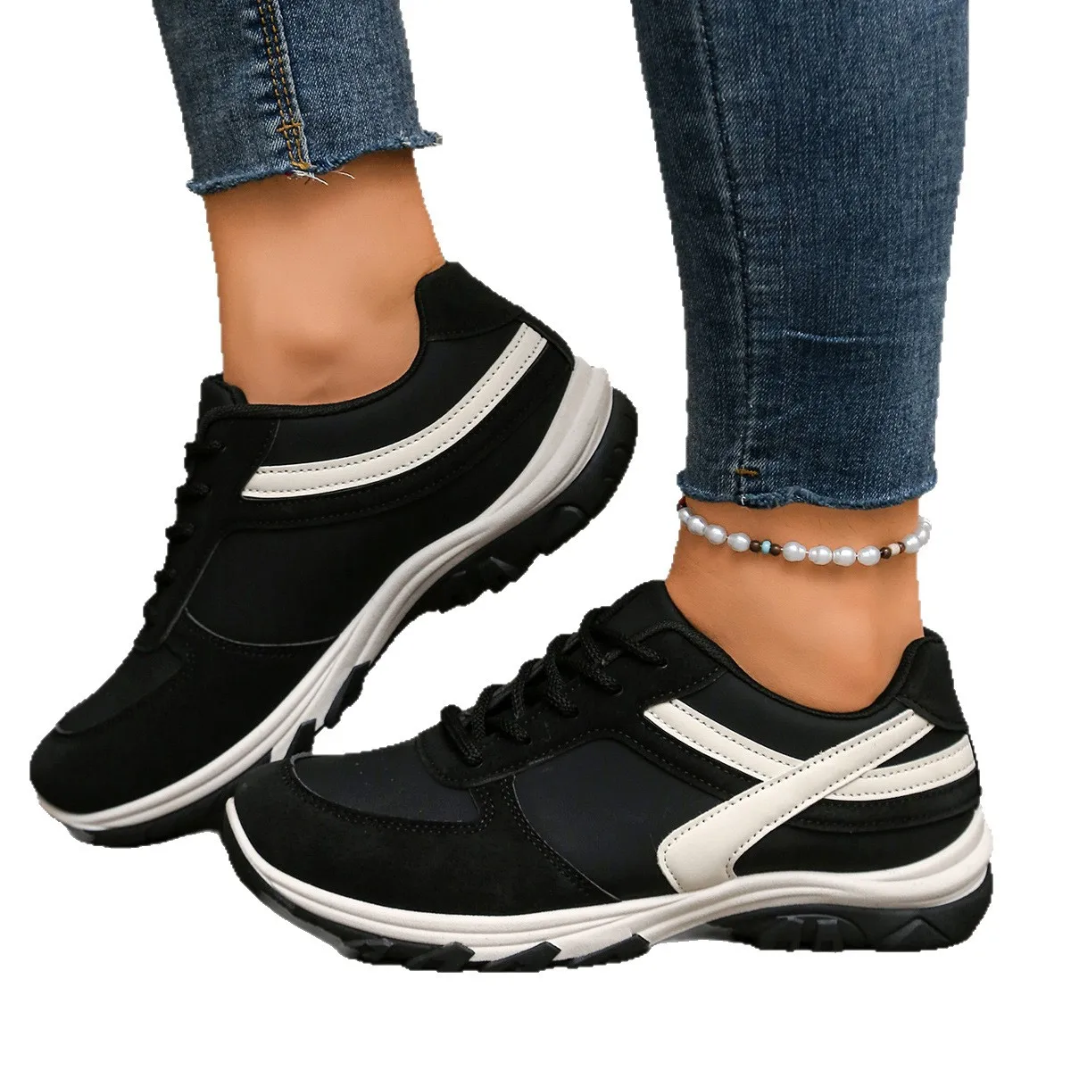 Mix Color Lace Up Sport Sneaker Women 2025 Plus Size 36-42 Thick Bottom Vulcanized Shoes Woman Non Slip Casual Running Shoes