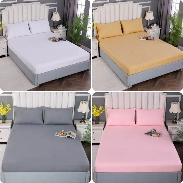 Lenzuola in raso lenzuolo con angoli coprimaterasso in Rayon tinta unita  lenzuolo con fascia elastica King 200x200 200x220 copriletto All-inclusive  - AliExpress