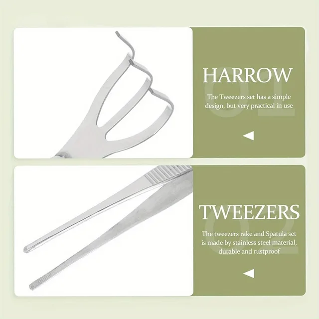 1pc 2-in-1 Stainless Steel Root Rake with Bonsai Tweezers with Ergonomical Handle Soil Farming Tool for Succulents Crafting 4