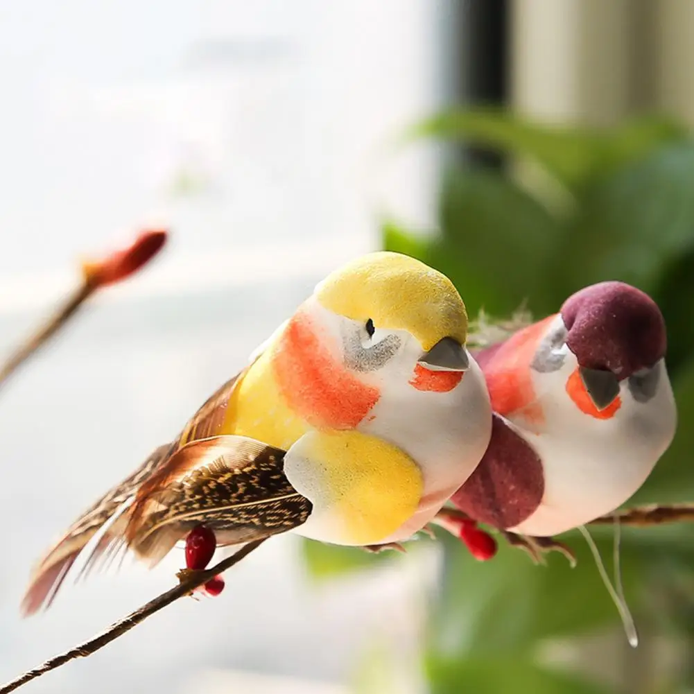 

12Pcs Foam Bird Vivid Image Realistic With Clip Wreath Crafts Home Ornament Simulation Bird Garden Supply Decoration Birds