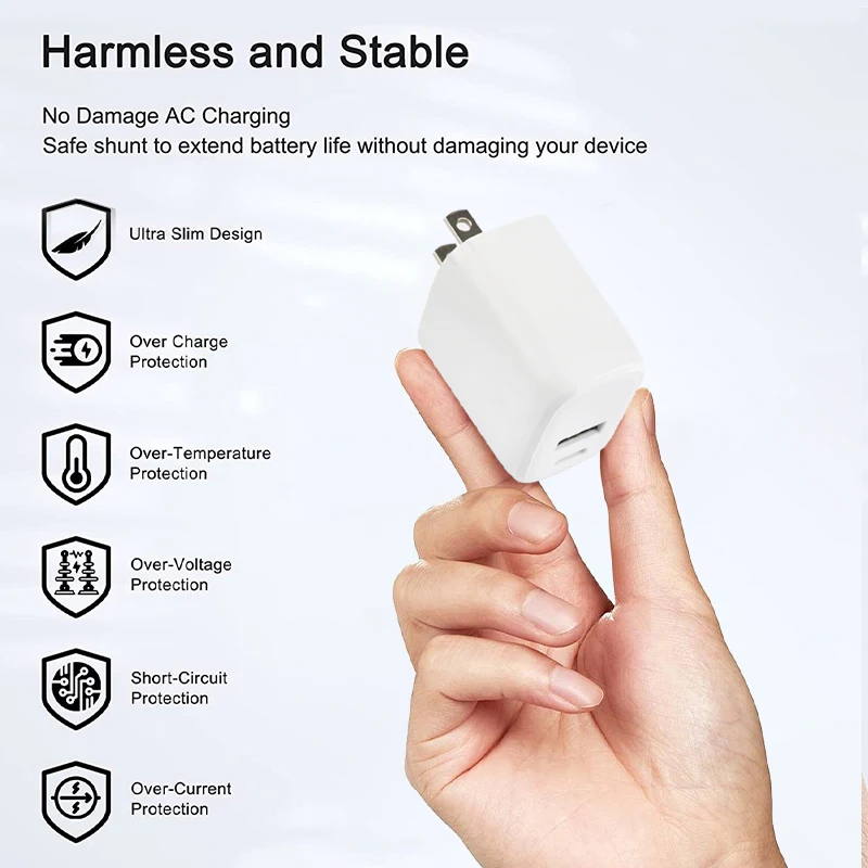 SUOZHAN 20W GaN USB Type C Charger PD Fast Charge Phone QC 3.0 Quick Chargers For iPhone 14 13 12 11 Pro Max Mini iPad Charging