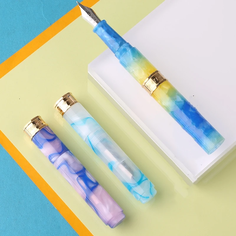 Penbbs 471 Dreamland Penna Stilografica Con Anello In Oro/Argento Round Ground F/M Tip Ink Pen Forniture Scolastiche Tascabili Da Viaggio Portatili