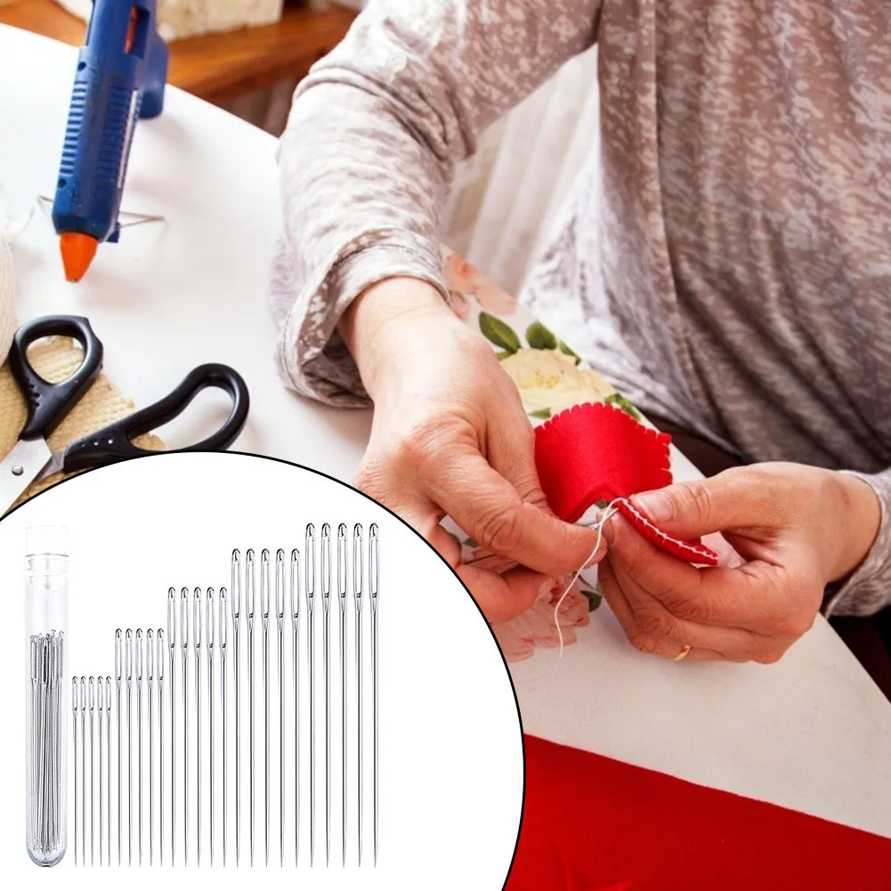 25pcs Stainless Steel Sewing Needles Home Threading Embroidery Stitching Tools