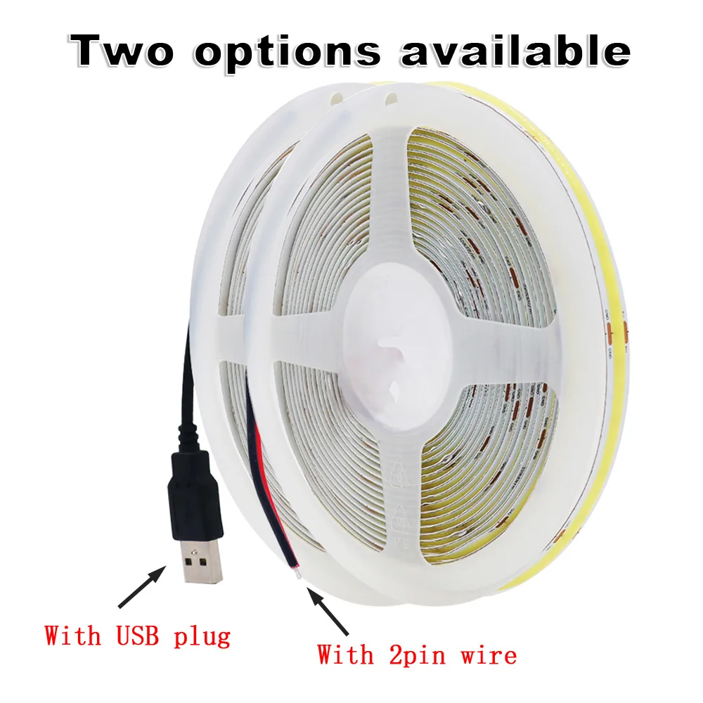 5V USB COB Led Strip Light White/Red/Green/Pink/Ice Blue/Yellow 320 Leds Flexible Ribbon DC Night Lamp TV Backlights Home Decor 4