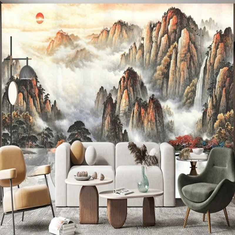 設計 本 LHGBGBLN 3D壁画千紙クレーン抽象的なスペース雲壁紙リビングルーム