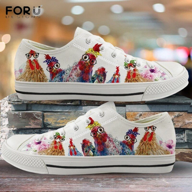 Funny Animal Rooster/Cock Printing Vulcanized Sneakers Brand Designer Cute Chicken Low Top Shoes Casual Footwear