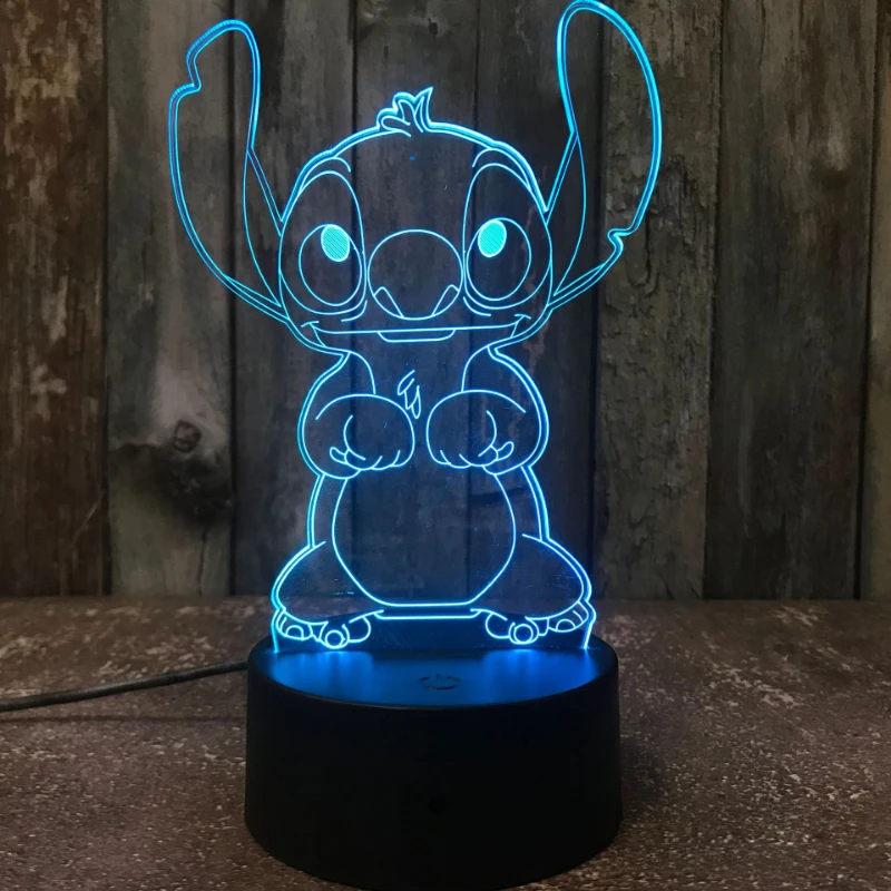thumbnail image 1 of Disney STITCH & LILO 3D Led Night Light figura de dibujos animados Stitch niños, decoración de la habitación de la cama, lámpara de Anime 3d, regalo de cumpleaños y Navidad para niños, 1 of 5