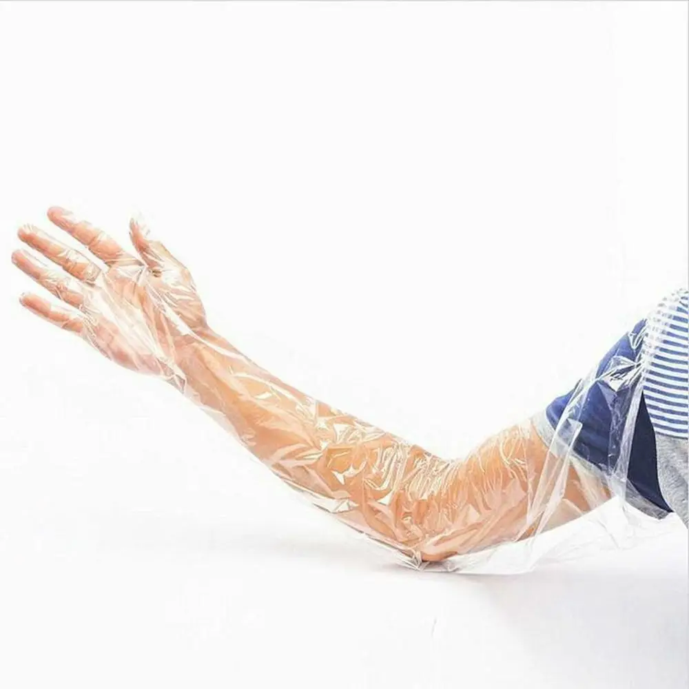 50Pcs Disposable Gloves Long Arm Non-toxic Farm Glove Veterinary Examination