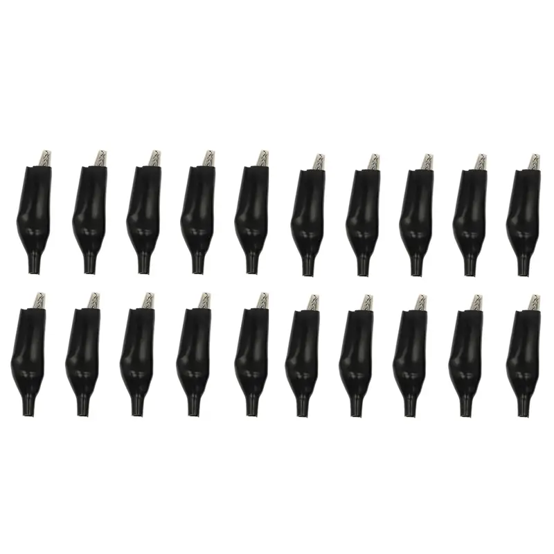 20 Pcs Crocodile type Clip 28MM Black Red Blue Black Yellow Soft Plastic Coated Testing Probe Mini Alligator Test Clips - Image 9