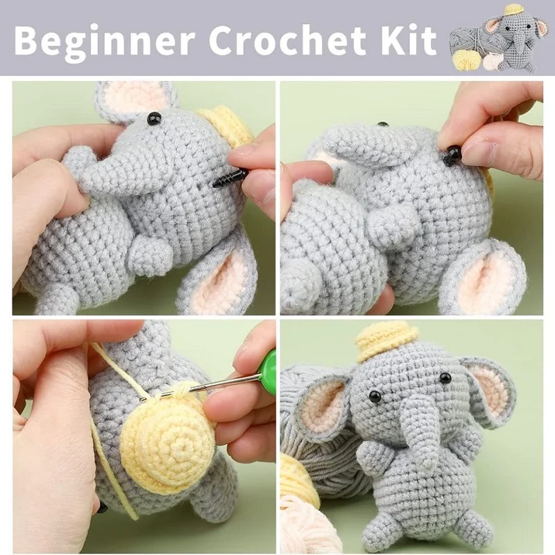 LMDZ Non-finished Beginner Crochet Suit Crochet Animal About 10cm Yarn Knitting Suit Polyester Fiber Starter Kit Process