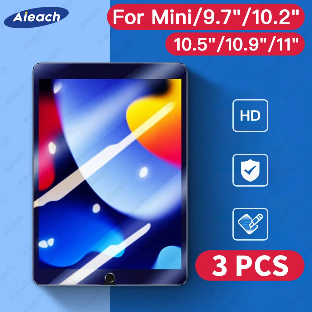 3 Pezzi Di Vetro Temperato Per Ipad 10Th/ 10.2 9Th 8Th 7Th 10Th/ 5Th 6Th Gen Screen Protector Per Ipad Pro 11 Air 5 4 3 2 1 Mini 6 Film