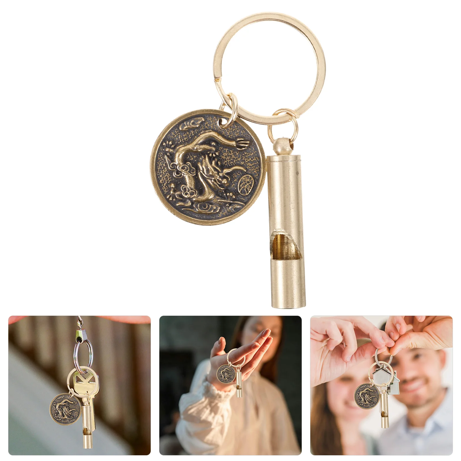 

Brass Whistle Decorative Keychain Field Hiking Camping Supply Delicate Survival Child Gear