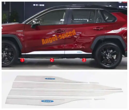 2019 2020 For Toyota RAV4 stainlessl Chrome Car Body Door Side Molding Trims 6X 1