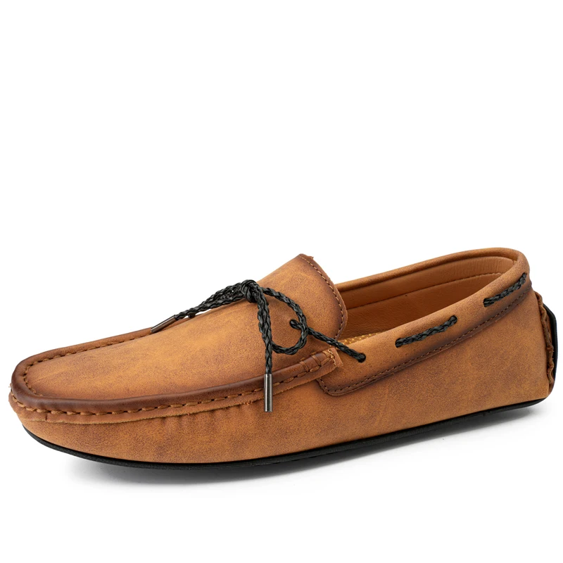 

High Quality Brand Men's Casual Shoes Pointed Leather Men's Shoes Comfortable Fashionable Pure Color Flat Shoes Lazy DoudouShoes