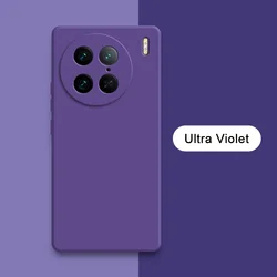 Square Liquid Silicone Shockproof Phone Case - Soft Protective Armor Back Cover for VIVO X90 (Ultra Violet)