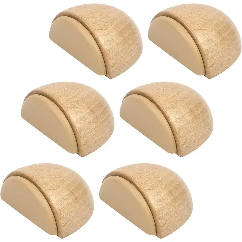 Round Wooden Door Stopper Self Adhesive Anti-collision Door Rear Stop Home Wall Floor Furniture Protection Mute Silent Block