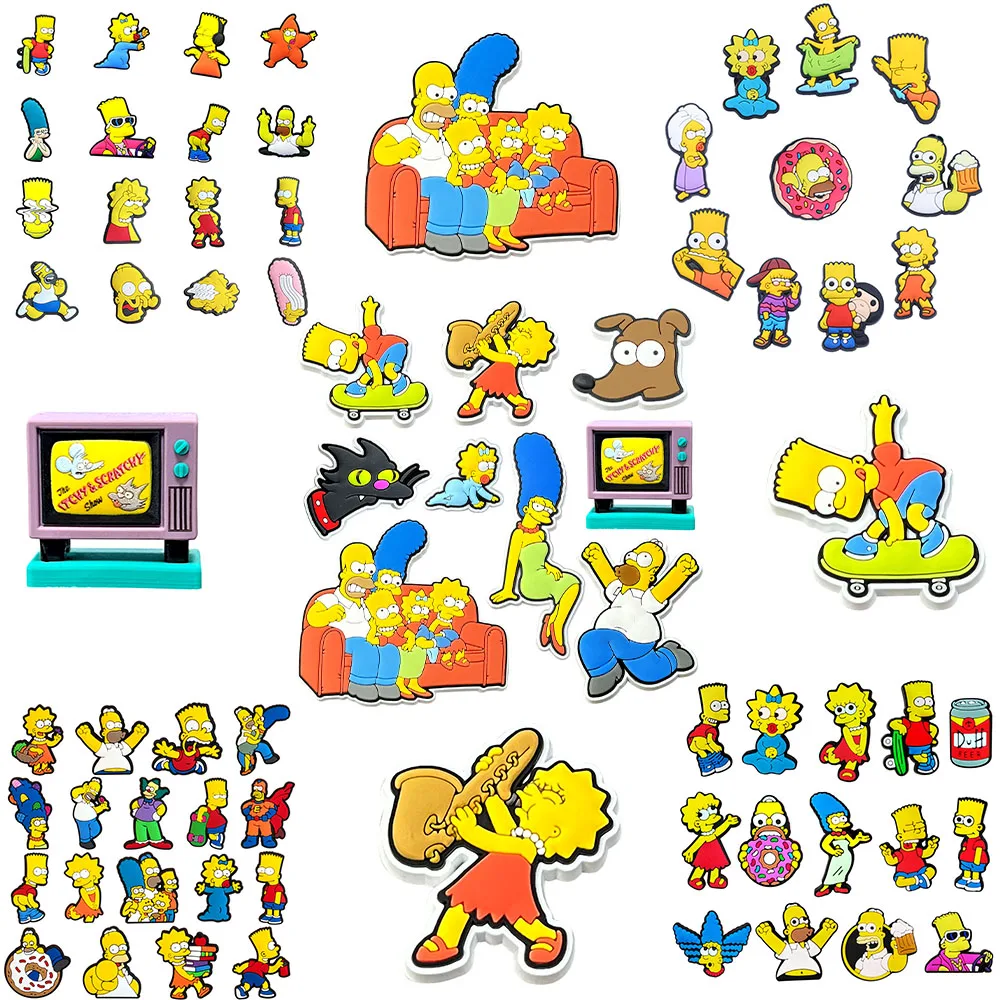 9-16 Stück Hot Toys Kawaii Simpson Schuh-Charms für Slides und Sandalen, PVC-Schuhdekorationen und -Accessoires als Weihnachtsgeschenk oder Partygeschenk.