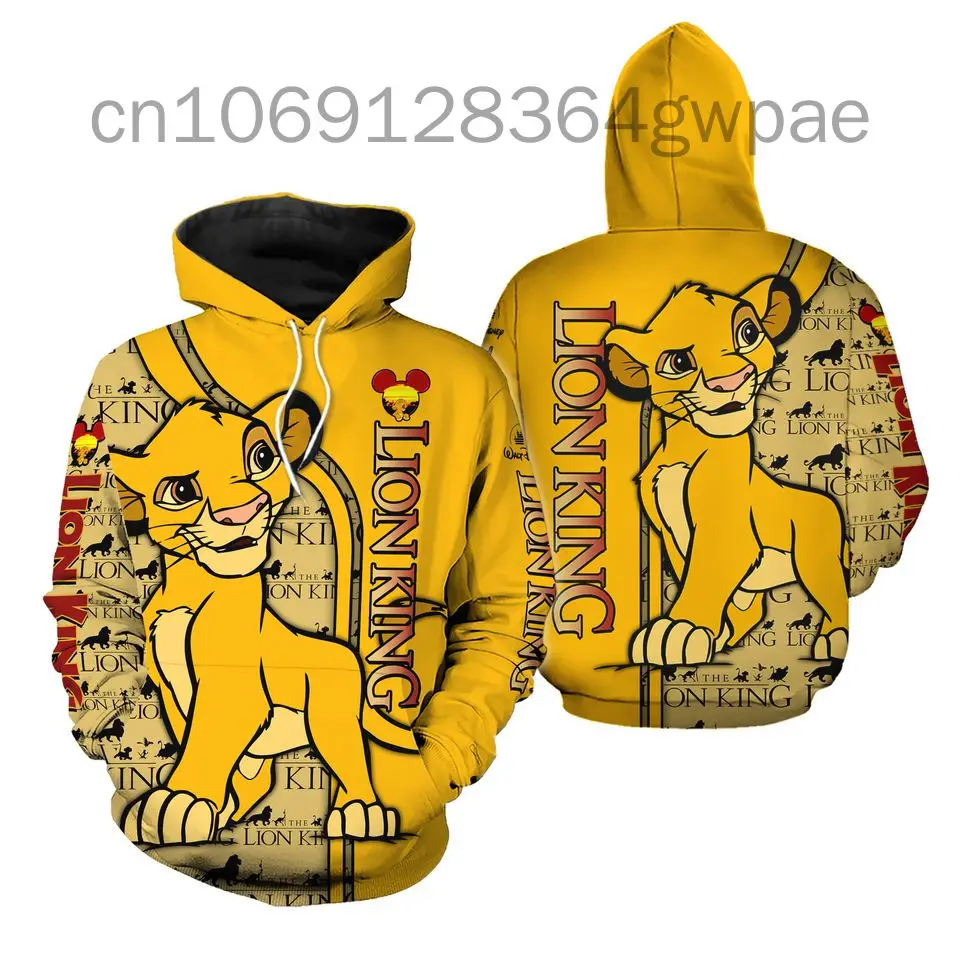 

The Lion King Simba 3D Hoodie Disney Sweatshirt Casual Vintage Hoodie Men's Women's Zip Hoodie Fashion Oversized Sweatshirt