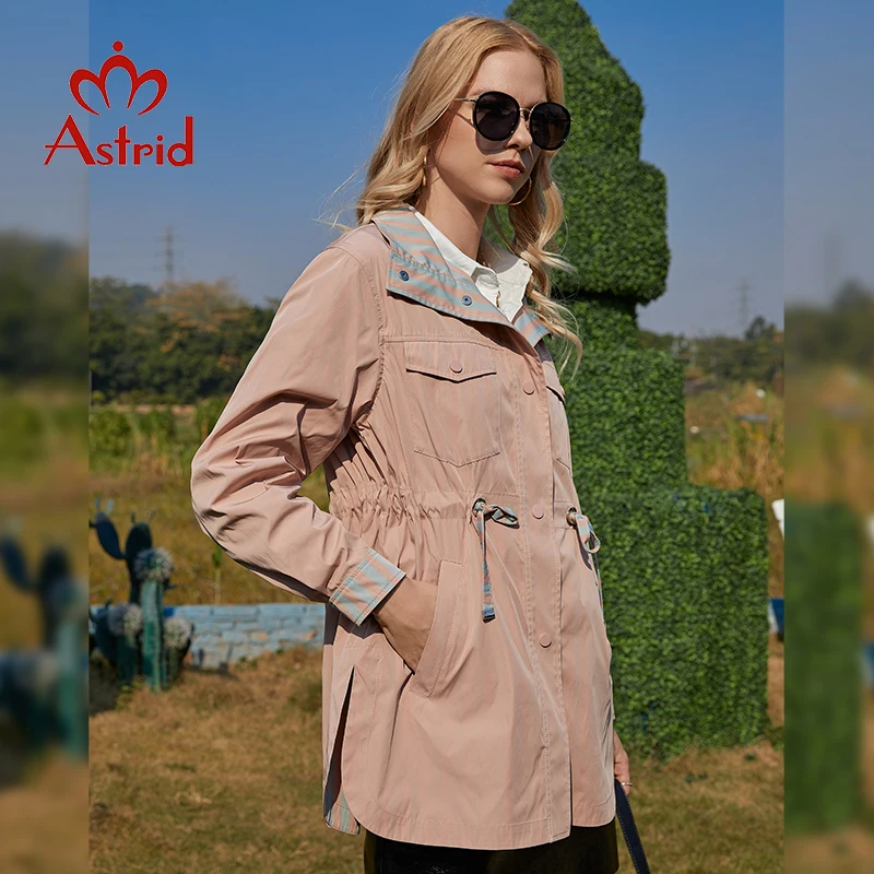 Astrid Women's Trench Coat Women Jacket Hooded Windbreaker Waist