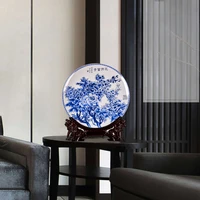 Jingdezhen-Porcelain Display Tray, Pastel Decorative Dish, Blue and White Porcelain, Living Room Decoration, Crafts, 26 cm 1