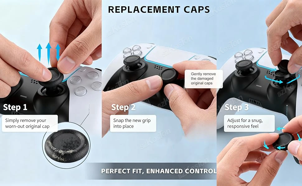6-8Pcs Ersatz Joystick Kappen für PS5/PS4 Controller Anti-Slip Daumen Griffe Kappe Taste reparatur Teil für PS5 Gaming Zubehör – Detail 6