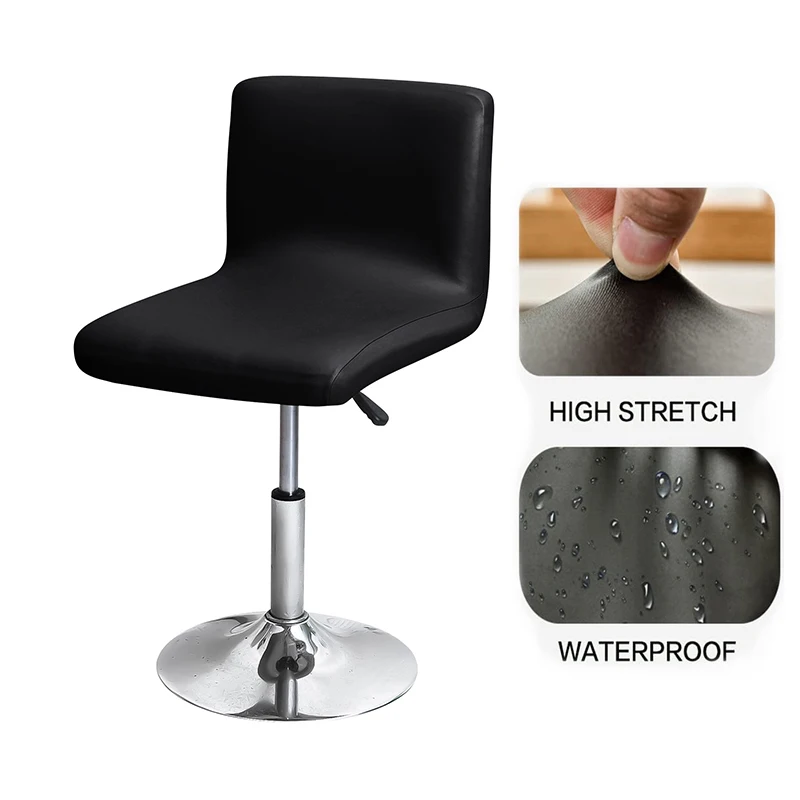 

2pcs Waterproof Leather Bar Chair Cover Stretch Dining Stool Covers Elastic Short Back Chairs Covers Hotel Party Home Decor