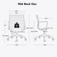 Mid Back Classic Genuine Leather Office Chair Ergonomic Office Chair Adjustable Swivel Leather Computer Desk Gaming Chair 2