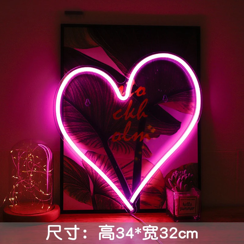 

LED Love Neon Light Acrylic Transparent Backboard Design Light Bedroom Wall Decor Layout Atmosphere Light Decoration INS Lamp