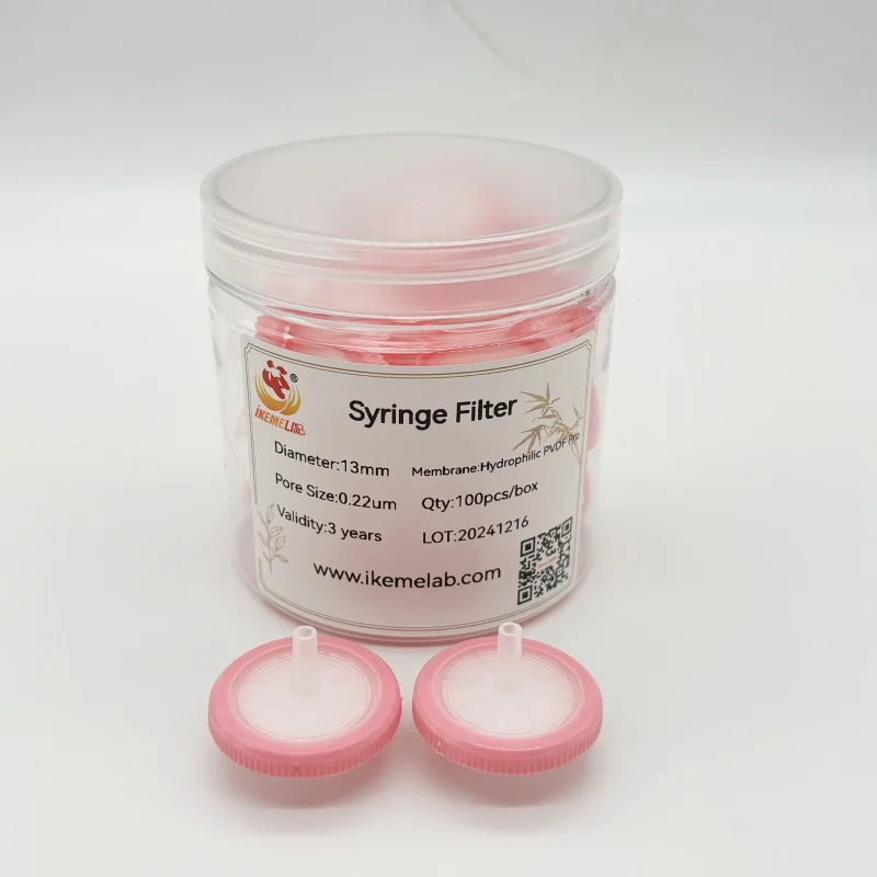 IKEME 실험실용 주사기 필터 33mm 0.45um PVDF 주사기 필터 / 니들 필터 친수성 100개/박스