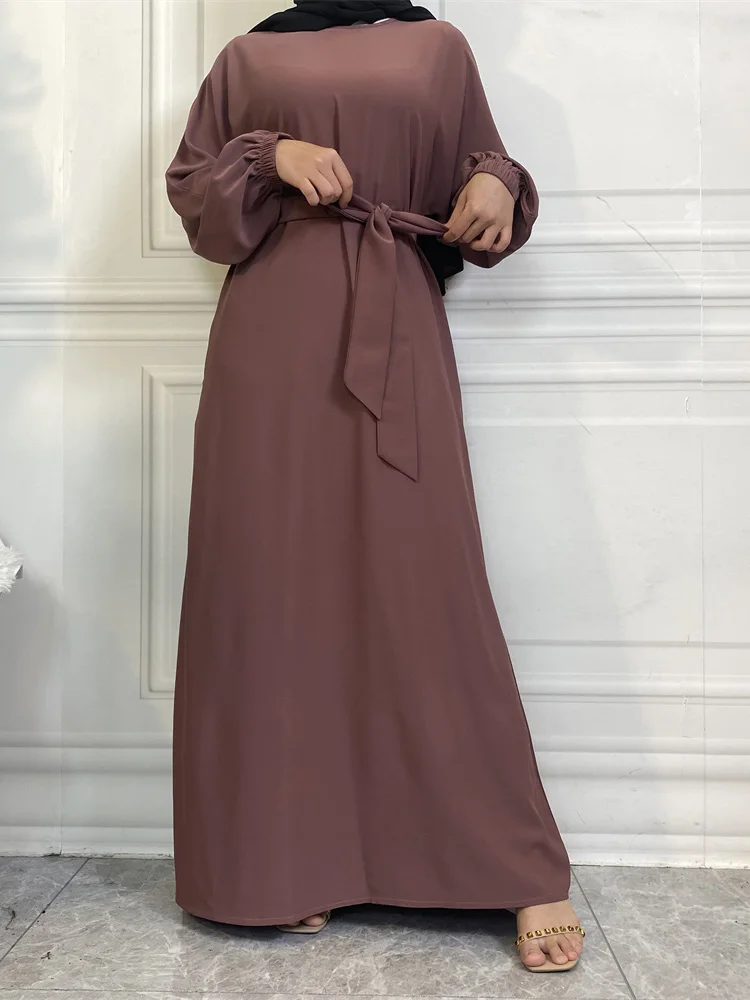 Hot Selle Simple Style Moroccan Dresses Kaftan Turkey Solid Color Gulf Abayas Islamic Women Long Dress Muslim Saudi Robe Ramadan - Image 3
