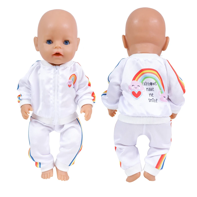 Doll 43 cm Baby Born Clothes Sports Rainbow Hoodies Trousers Dolls Accessories Outfits Fashion 13inch Reborn Doll Costume Gift doll clothes