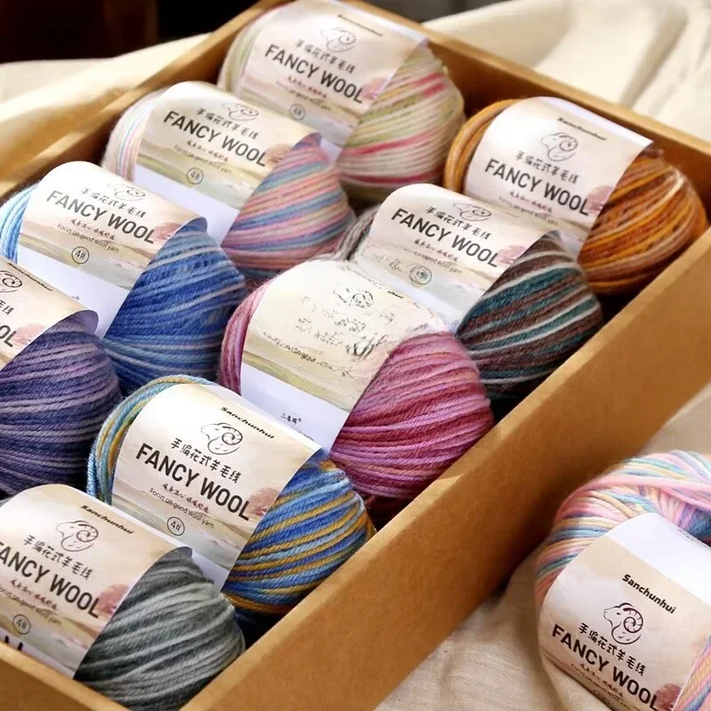 

Hand-knitted Fancy Wool Thread 50g Medium Fine Thread Hand-woven Diy Sweater Hat Shawl Colorful Wool Thread