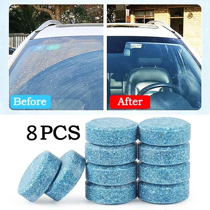 Windshield Cleaner Tablets Solid Cleaner Car Windscreen Cleaner Effervescent Tablet Auto Wiper Glass Solid Cleaning Concentrated Tablets Detergent 8PCS