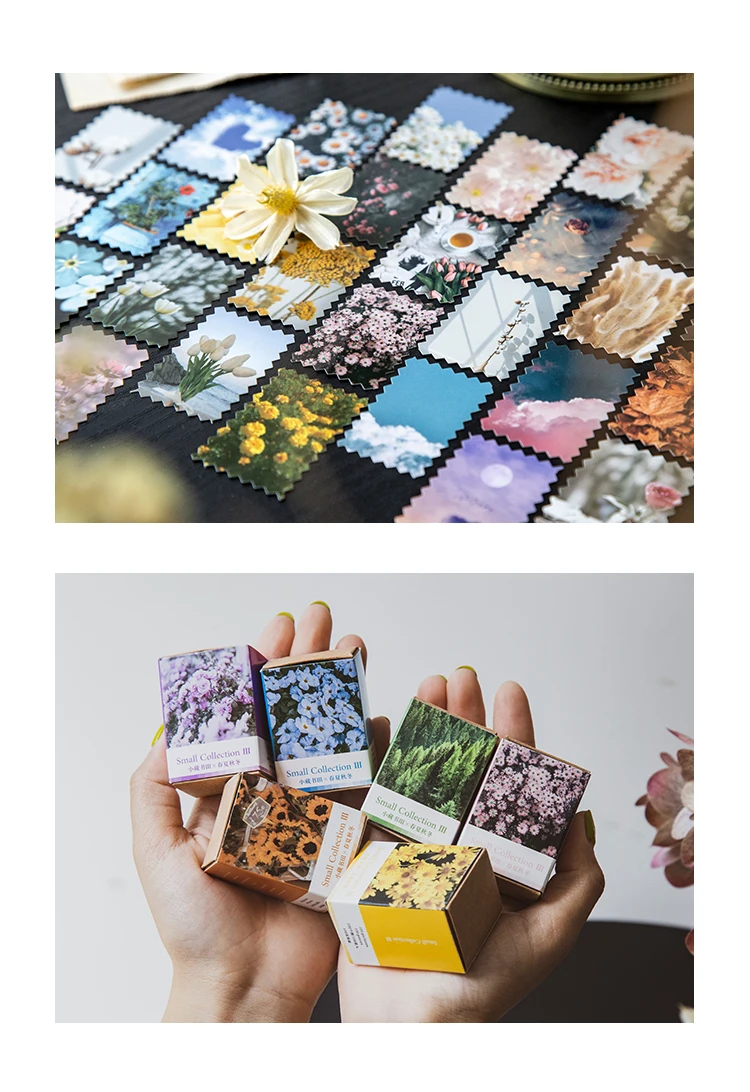 100 stücke Frühling sommer herbst winter Kraft Papier Mini Grußkarte Vintage blume Postkarte Brief Umschlag Dekoration LOMO Karten – Detail 8