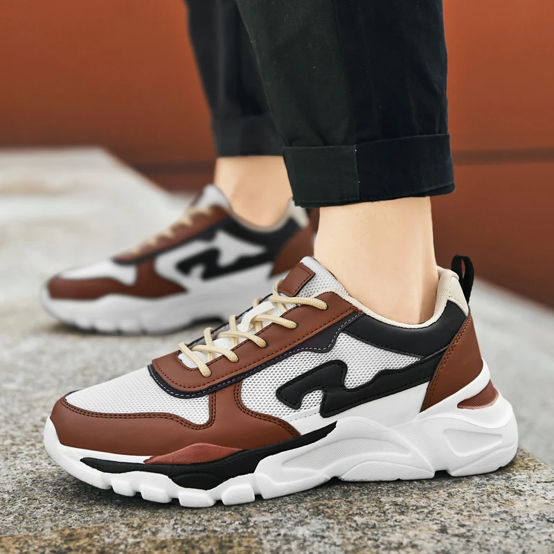 

Мужские кроссовки на массивной платформе, летняя дышащая сетчатая Повседневная Обувь На Шнуровке Для Мужчин, уличная модная Мужская теннисная обувь, 2023