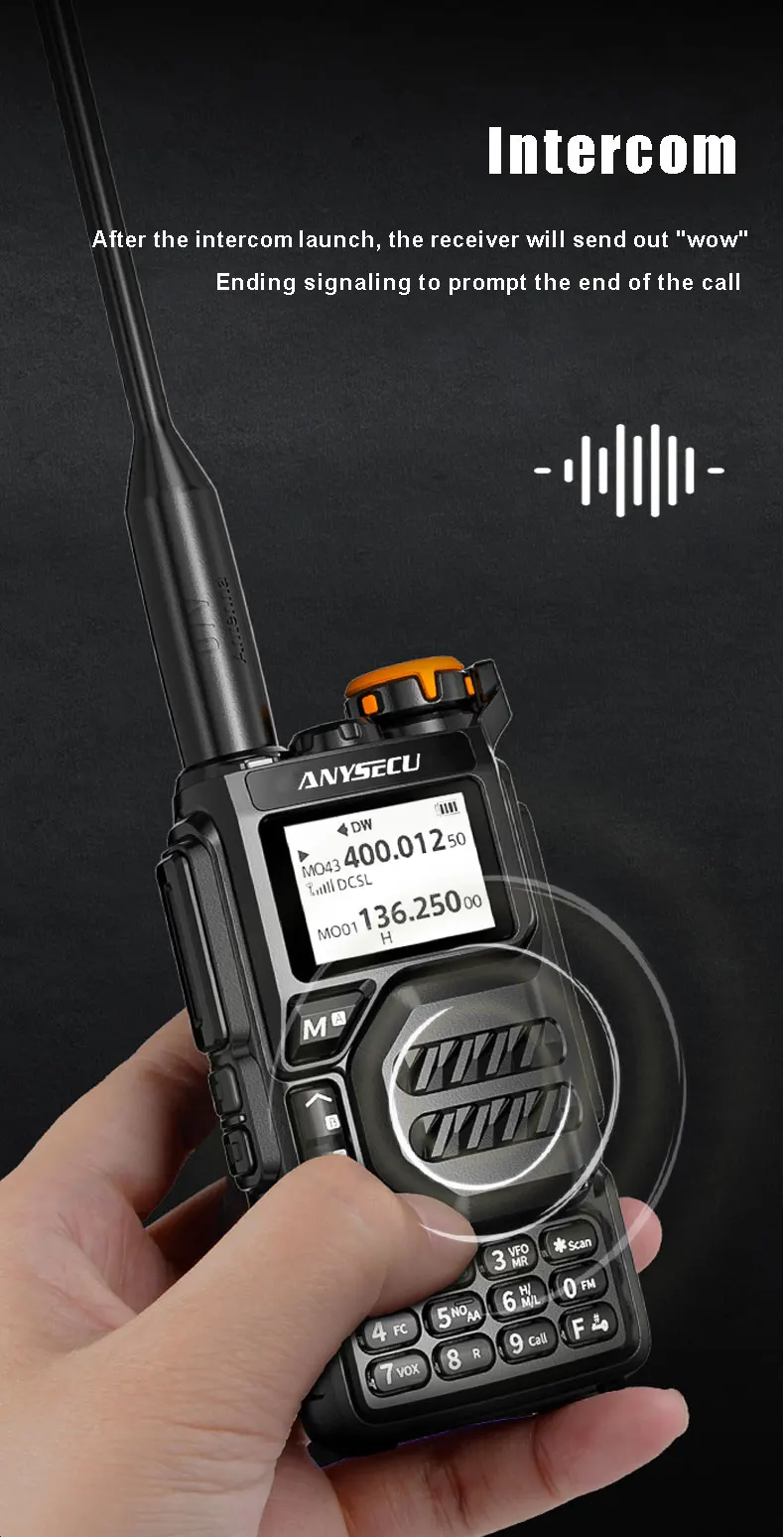 ANYSECU UV-K5 5W FM Radio with NOAA Weather Alert Tri Band 136-174mhz 350-400mhz 400-470mhz with Voice Scrambier Walkie Talkie